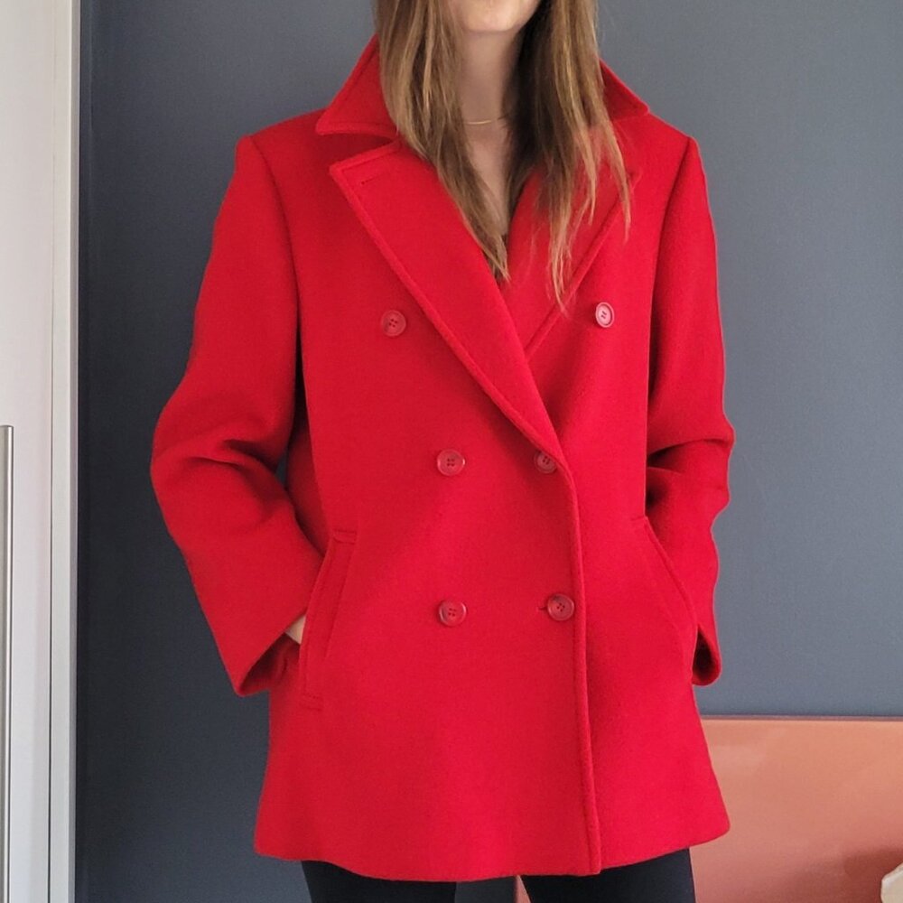 Vintage Pendleton Red Wool Pea Coat - Large